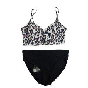 Sea Angel Mid Rise Spaghetti Strap Bikini Animal Print Size M